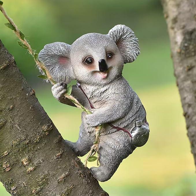Koala Garden Decor Outdoor Statues Cute Animal Figurines Resin Outdoor Hanging Decor for Yard Ornaments Porch Decor OutsideDecor Tree Art Deco Outdoor Koala Gifts for Girls