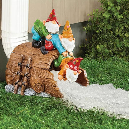 Elenon Playful Gnome Decorative Gutter Downspout Extension Statue, Elf Gutter Guardian Rain Downspout Extender, Garden Splash Block Outdoor Sculpture for 3" × 4" Down Spouts Decor