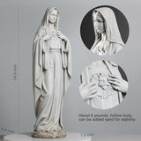BC Catholic Immaculate Heart of Virgin Mary Statue, 24.5" H Large Holy Mother Statue for Garden, Mother Mary Outdoor Décor for Yard Patio Lawn Hallway, Catholic Gift, Handpainted by Buildclassic