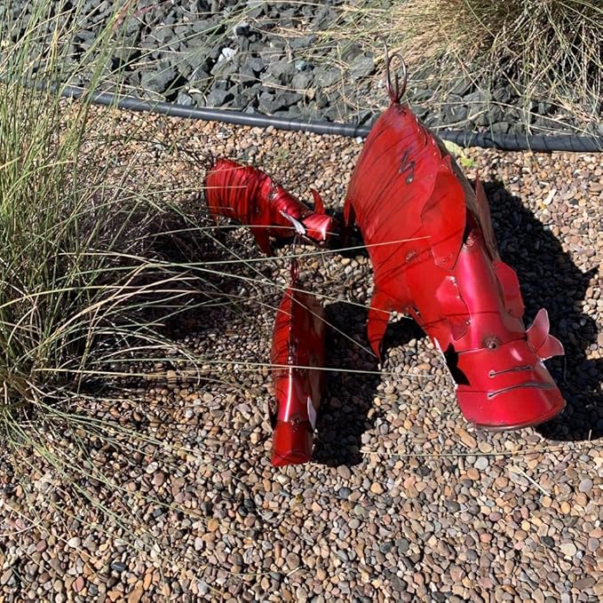 Arkansas Red Metal Hog/Pig Sculpture - Garden Decor (Small - 12x3x6)