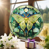 Luna Moth Sun Catcher, 8 Inch Stained Glass Suncatcher, Stained Glass Window Hanging, Luna Moth Indoor Decor, Idea Gift, Gift Exchange