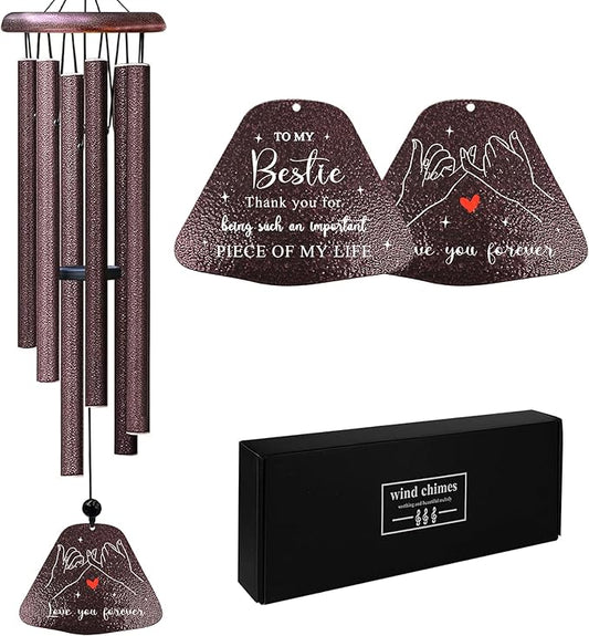 Kubbut Best Friend Birthday Gifts for Women 32" Wind Chimes, Friendship Gifts for Woman/Work Bestie, Soul Sister/Long Distance Friendship Gift for Her，BFF Gift Decoration Female