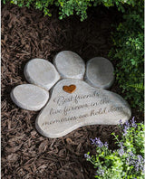 Evergreen Garden 11" Paw Shaped Pet Memorial Garden Stone, Best Friends Live Forever
