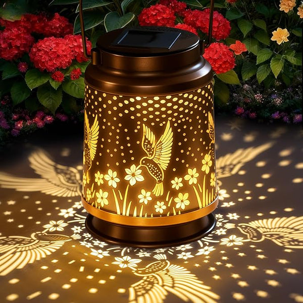 Solar Lanterns Outdoor Waterproof, Garden Decor for Yard, Hummingbird Hanging Lantern Solar Garden Lights Decorations for Patio Lawn Porch Outside Decorative Christmas Birthday Gift Mom Grandma Women