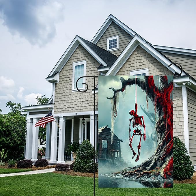 BlissYard Halloween Horror Garden Flag 12x18 Inch Hanging Skull Swamp Tree Flag Outdoor Yard Decorations House Banner Porch Lawn Patio Home Decor