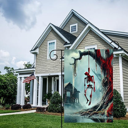 BlissYard Halloween Horror Garden Flag 12x18 Inch Hanging Skull Swamp Tree Flag Outdoor Yard Decorations House Banner Porch Lawn Patio Home Decor