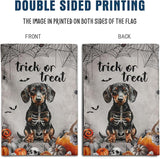 Halloween Dachshund Garden Flag Trick or Treat Yard Sign Ghost Wiener Dog Skeleton Banner for Outside 12x18 Double Sided Outdoor Lawn Decor Small