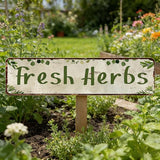 Herb Garden Signs for Outside Funny Gardening Metal Tin Sign Rustic Outdoor Fresh Herbs Sign for Farm Yard Herb Garden Home Wall Art Decor, Weatherproof Metal Garden Signs for Outside 4×16 Inch