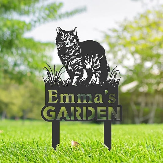 Personalized Cute Cat Kitten Metal Garden Sign,Custom Yard Sign With Stake,Outdoor Garden Décor,Pet Cat Lawn Garden Decorated Statue,Cat Sympathy Yard Metal Sign,Cat Lover Gifts Kailyard Plaque.