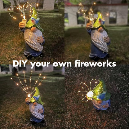 LEGIFO Garden Gnomes with Firework Solar Light Garden Decor for Outside, Outdoor Statues,Knomes Decor Outdoor for Yard Patio Lawn,Gnomes Gifts Decorations, Naughty Funny Gnomes (Firework Gnome)