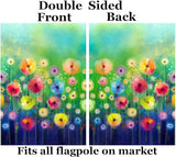 Watercolor Abstract Spring Summer Seasonal Green Floral Flowers Art House Flag 28" x 40" Double Sided Polyester Welcome Large Yard Garden Flag Banners for Patio Lawn Home Outdoor Decor