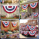 6 x 3 Ft 4th of July Decorations Big American Pleated Fan Flag, 3 Pcs Patriotic Decorations American Flag Bunting, Red White and Blue Half Fan Banner Bunting Flags Outdoor Indoor for Memorial Day Decor