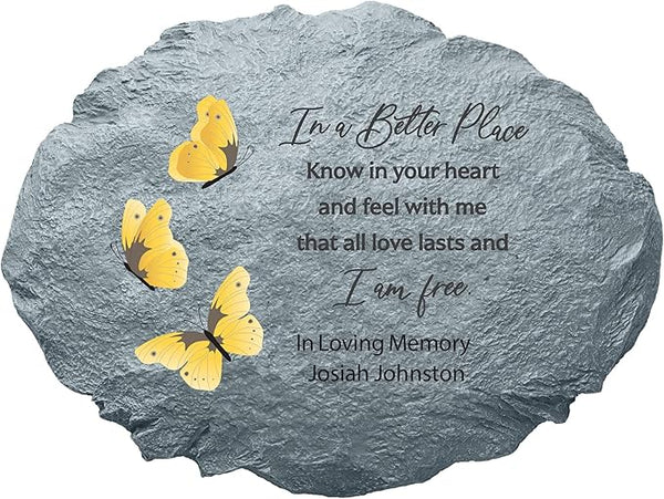 Let's Make Memories Personalized Sympathy Garden Stone - I Am Free - Condolence & Memorial Gift - Customize with Message -11" Lx6 Wx3 D