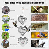 Bird Scare Discs Set Reflective Wind Spinners Outdoor Decor 3D Metal Bird Reflectors Devices Deterrents to Keep Woodpecker Pigeon Away from House Window Outside Patio Yard Porch Fruit Trees