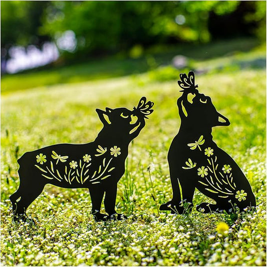 EZTZEN Dog Metal Garden Stakes Decorative, Gifts for Women/Men/Dog Lovers Gifts,Black French Bulldog Silhouette Statues Garden Decor for Outside,Outdoor Decor,Yard Art,Patio,Lawn Ornaments