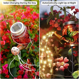 SRNPMIU Solar Watering Can Light, Yard Outdoor Decor Lights, IP65 Waterproof, Hanging Hummingbird Garden Light, Outside Garden Flower Bed Decor, Women Gift, Birthday Gifts