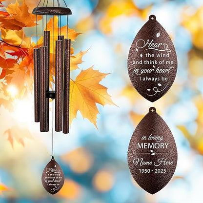 ASTARIN Sympathy Wind Chimes Custom, Personalized Dragonfly Wind Chimes Sympathy Gifts for Remembrance, Bereavement Gifts for Men in Memory Wind Chime, 36 inch Windchime(Produced in USA)