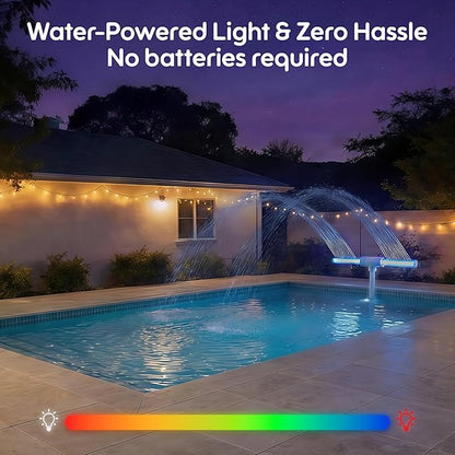 Pool Fountain for Inground Pools, Pool Sprinkler Fountain Upgraded Hydro-Powered Glow Adjustable Spray, Pool Waterfall Fountain Pool Accessories、Cooling & Relaxation