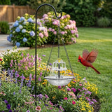 Solar Cascade Hanging Bird Bath Fountain, 2026 New Solar Fountain for Bird Bath Hanging Solar Bird Bath Fountain with Solars Pump & Bowl Decorative Garden Yard Patio (White)
