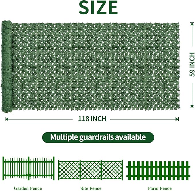 Artificial Ivy Privacy Fence Screen,59"x118" UV-Anti Fake Leaves Plant Vine,Privacy Hedges Wall for Indoor Outdoor Garden Backyard Decor