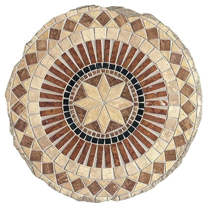 Magnolia Garden 10-Inch Geometric Mosaic Decorative Stepping Stone – Earth Tone Sunburst Resin Garden Walkway Tile – Mediterranean Style Outdoor Accent – Moroccan Patterned Patio & Yard Decoration