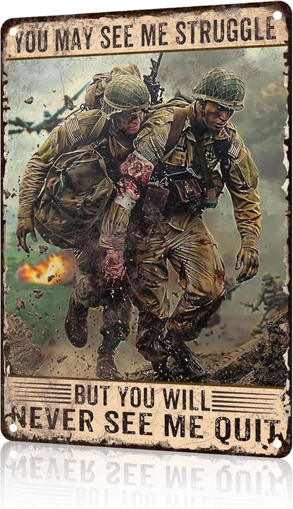 Veterans Day Metal Tin Sign U.S Army Veteran Retro Tin Sign For Backyard Garage Man Cave Shed Office Craft Room Living Room Coffee Bar Wall Decor Home Sign Gift 8x12 inch