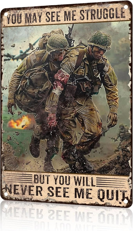 Veterans Day Metal Tin Sign U.S Army Veteran Retro Tin Sign For Backyard Garage Man Cave Shed Office Craft Room Living Room Coffee Bar Wall Decor Home Sign Gift 8x12 inch