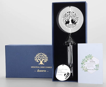 Sympathy Memorial Wind Chimes with Tree of Life Wind Spinner for Loss of Loved One - Ideal Bereavement/Condolence/Sorry for Your Loss Gifts