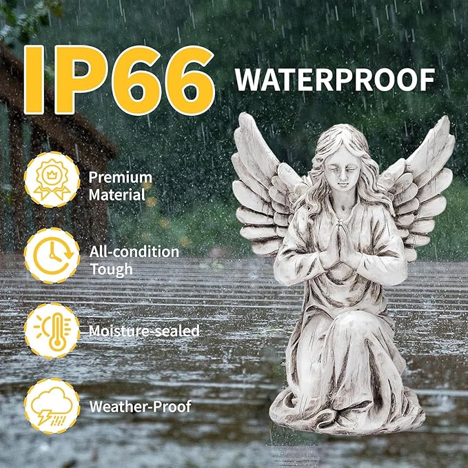 Praying Angel Garden Statue – Outdoor Kneeling Angel Figurine for Yard, Patio, Memorial Decor, Resin Sculpture, Housewarming Ornament Present