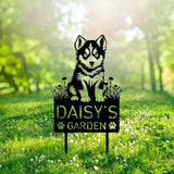 Custom Baby Siberian Husky Dog Metal Memorial Garden Stake Personalized Puppy Dog Grave Marker Name Sign Remembrance Stake Decor,Memorial Statue Sign for Garden Outdoor Outside Yard Decor Pet Loss.