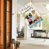 AVOIN colorlife Hello Summer Sea Beach Dogs House Flag 28x40 Inch Double Sided Outside, Floral Starfish Seasonal Holiday Yard Outdoor Decoration