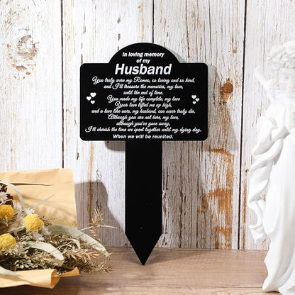 Roowest Cemetery Grave Decorations Acrylic Memorial Stakes Grave Stake Markers Sympathy Garden Plaque Waterproof Remembrance Sympathy Gift for Cemetery Graveside Outdoors Yard(Husband)