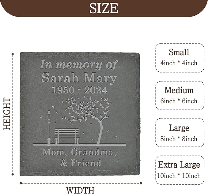 Personalized Memorial Stone Memorial Garden Stone - Sympathy Gifts for Loss of Dad, Mom or Loved One - Bereavement, Remembrance and Condolence Gift - in Memory Square