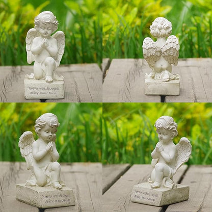 Artisan Flair Praying Angel Figurines,Resin White Cherubs Statues,Home Garden Memorial Angel Sculpture-6.5 Inch