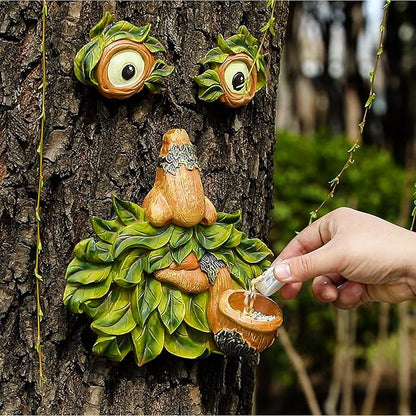 Flytime Tree Face Decor Outdoor,Whimsical Outdoor Art with Bird Feeder,Tree Hugger Bark Ghost Face Decoration Funny Yard Art,Garden Creative Decoration (8 INCH)