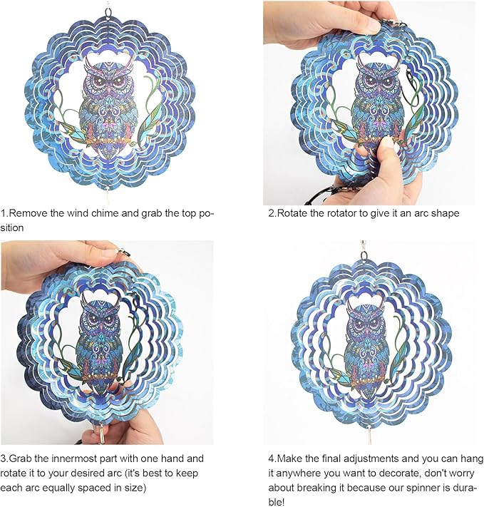 Wind Chimes with Owl Wind Spinner, Gifts for Men, Women, Retirement, Teacher, Parents - Outdoor Hanging Decor Clearance for Garden, Patio, Backyard Or Porch