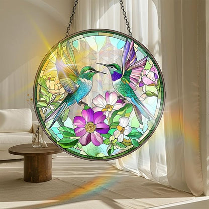 VAIIEYO Hummingbird Acrylic Sun Catcher Window Hanging Decoration, 7.8 Inch Double-Sided Light Reflecting Ornament for Window, Garden, Porch or Balcony Decor, Housewarming, Gift for Natural Lovers
