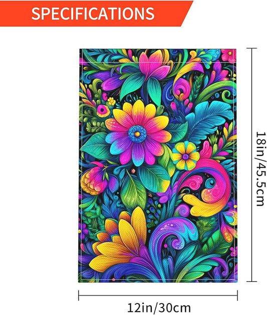 Mexican flower Garden Flag Seasonal Double Sided 12 x 18 Inch Small Yard Flag for Indoor Outdoor Decor Holiday All Seasons