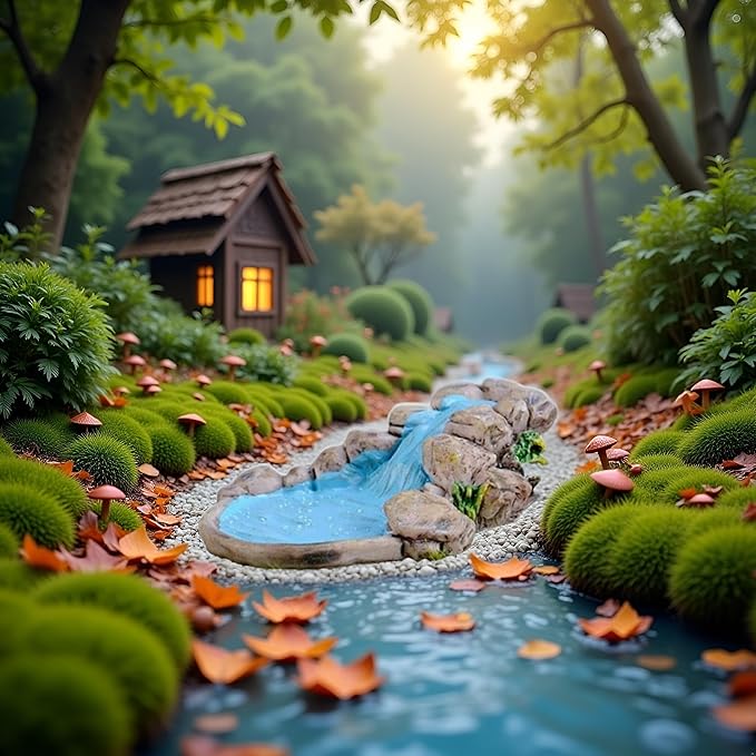 1Pc Blue DIY Mini Water Pool Fairy Garden Lawn Ornament Outdoor Miniature Statues for Mountain Dollhouse Decor Craft Garden Sculptures and Statues