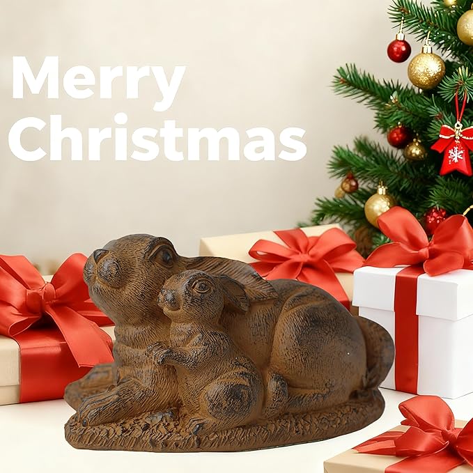 Rabbit Garden Outdoor Statue Resin Easter Bunny Statues for Home, Living Room Decoration, Garden Decor,Brown