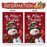Snowman Merry Christmas Garden Flag Winter Yard Flags Red Xmas Snowman Garden Outdoor Decorations for Outside Small Xmas Flag Double Sided 12 x 18
