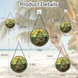 DASTOLL Stained Glass Window Hanging - Green Christmas Tree Gold Ribbon Suncatcher for Doors Home Christmas Decoration Sun Catcher Thanksgiving New Year Birthday Gifts for Women Men Mom Nana 11.8 in