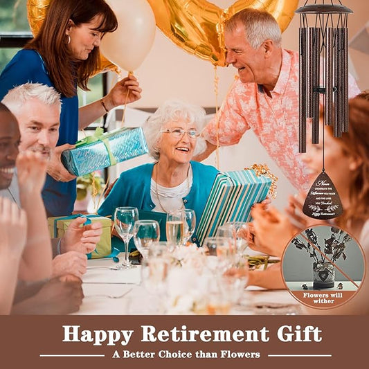 Soopau Retirement Gift for Woman Men, 32" Wind Chimes Retirement Gifts, Happy Retirement Gifts for Coworker Colleague Boss Teachers Nurses Friends, Going Away Gifts Retirement Decorations