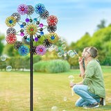 Wind Spinners Outdoor, Kinetic Wind Spinner,Yard Art Windmill with Metal Stake, Metal Wind Sculptures & Spinners,Waterproof Pinwheels Large Wind Spinner for Yard and Garden (Snow-Colour)