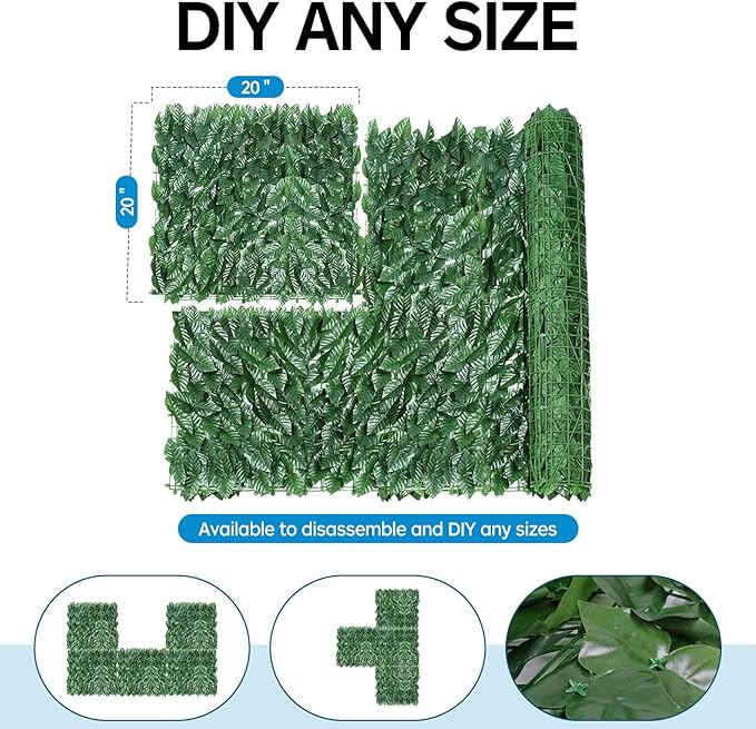 Artificial Ivy Privacy Fence Screen,59"x118" UV-Anti Fake Leaves Plant Vine,Privacy Hedges Wall for Indoor Outdoor Garden Backyard Decor,Color Green Pineapple Leaves