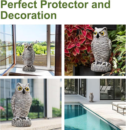 OFFO Owl Statue, Plastic Owls Scarecrow for Halloween Decorations Outdoor Garden, Yard, Pool Decoration, 8.3 in Height, Brown