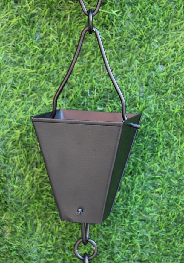 KAM Home Bronze Tapered Square Cups Rain Chain with Installation Kit (Black, 12)