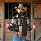 Personalized Cowboy Metal Sign, Custom Metal Sign, Vintage Cowboy Wall Decor, Rustic Name Plaque, Rustic Western Wall Art