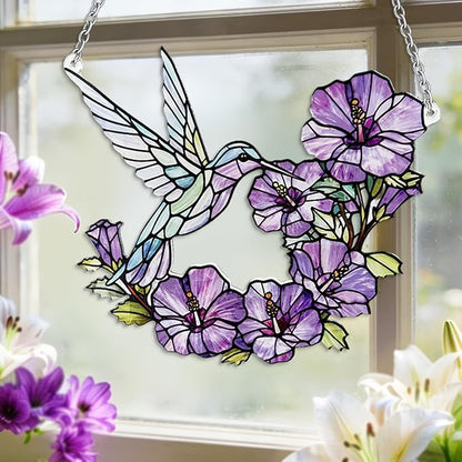 Stained Glass Sun Catchers Indoor Window, 8 in Hummingbird Suncatchers for Windows Hanging, Mother's Day Birthday Gifts for Women Men Mom Nana