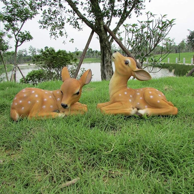 Garden Ornaments Decor Statue Outdoor,for Friends Gifts Art Ornaments Decor Crafts Figurines Collectible Prop Vivid Animal Figurines Arts Real Life Fallow Deer Statue Fawn Resin Sculpture